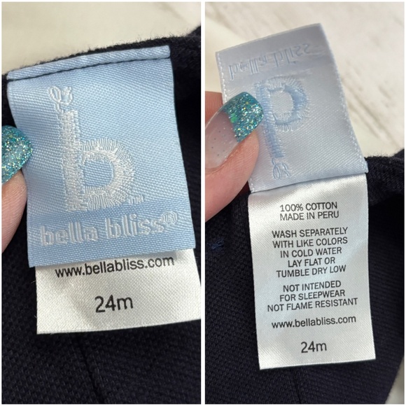 Bella Bliss Girl’s Berkley Overall w/Long Sleeve Pima Scallop Top (Size 24M) - Picture 4 of 9